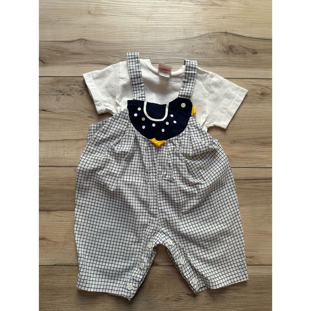 Vintage 90s Baby Boy Overalls & Tee Set —Size 24 Months